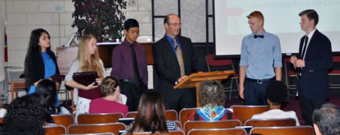 Samantha, Jara, Mark, Jakob, and Isaac helped Jeremy Westcott with the sermon.